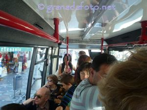Aboard the  C32 minibus in Granada